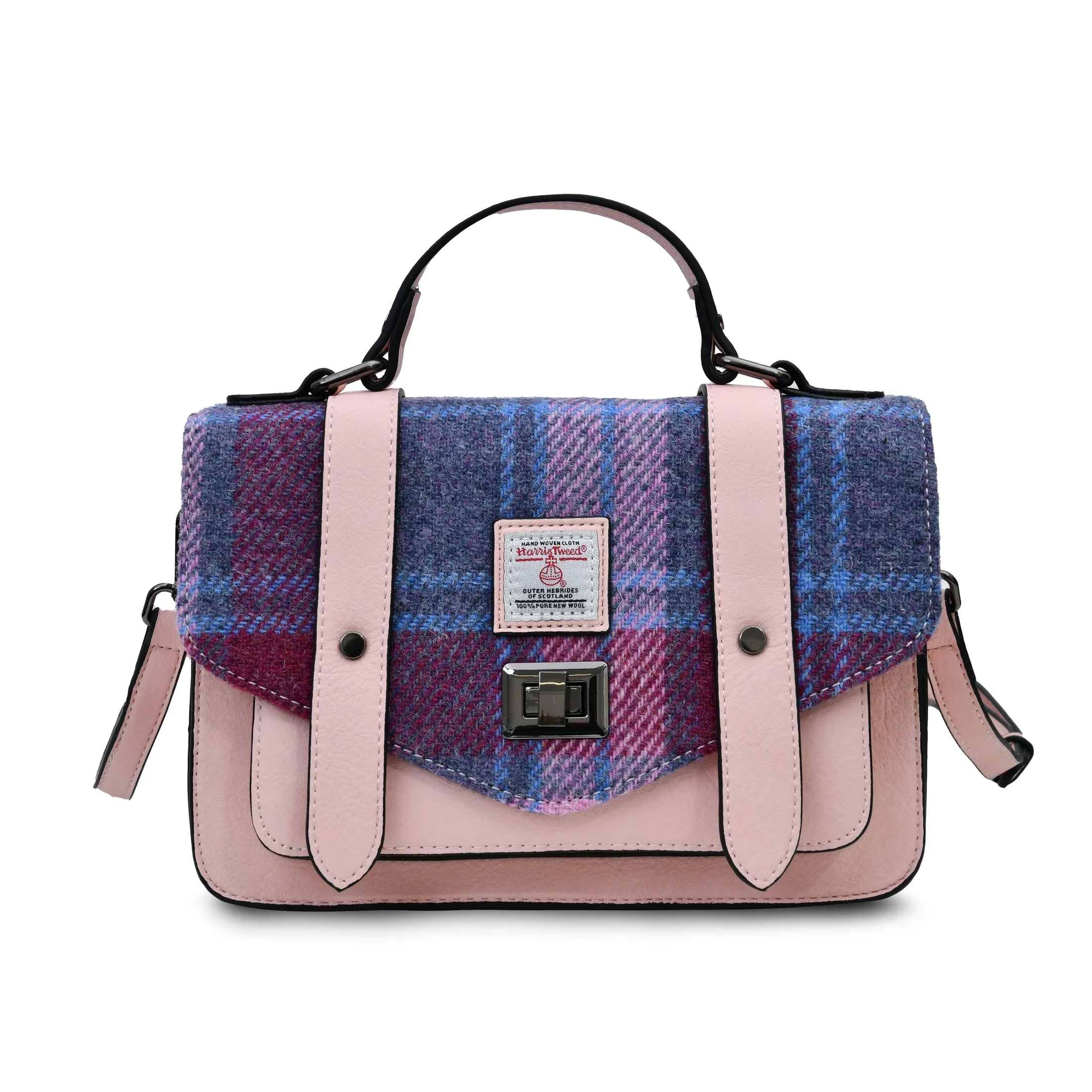 8312 Pink and Blue Tartan Medium Satchel - A18