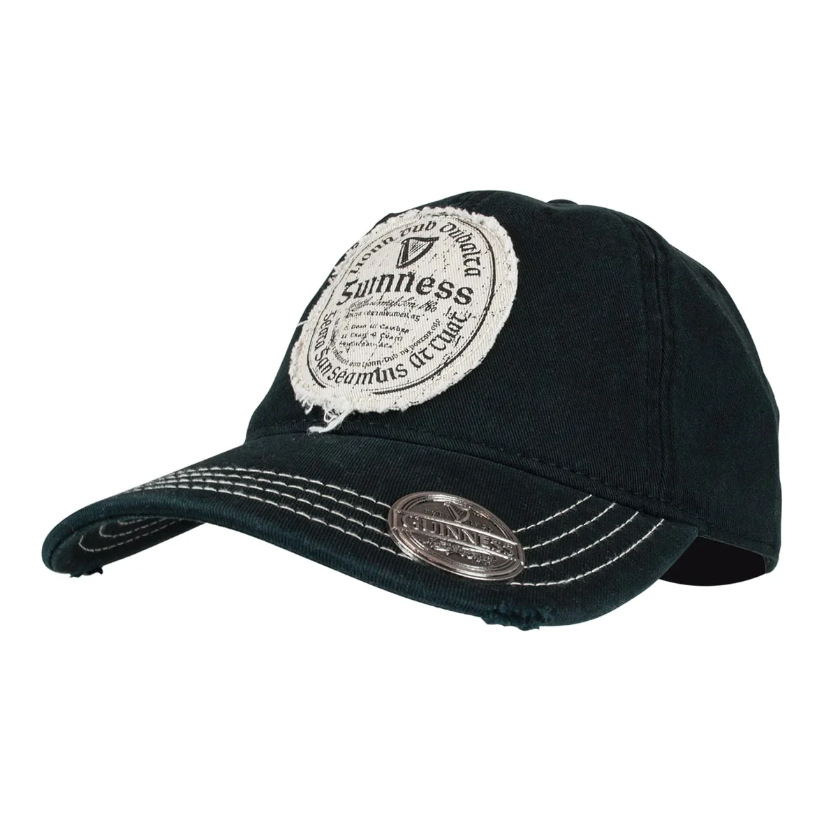 A black hat with a patch on it