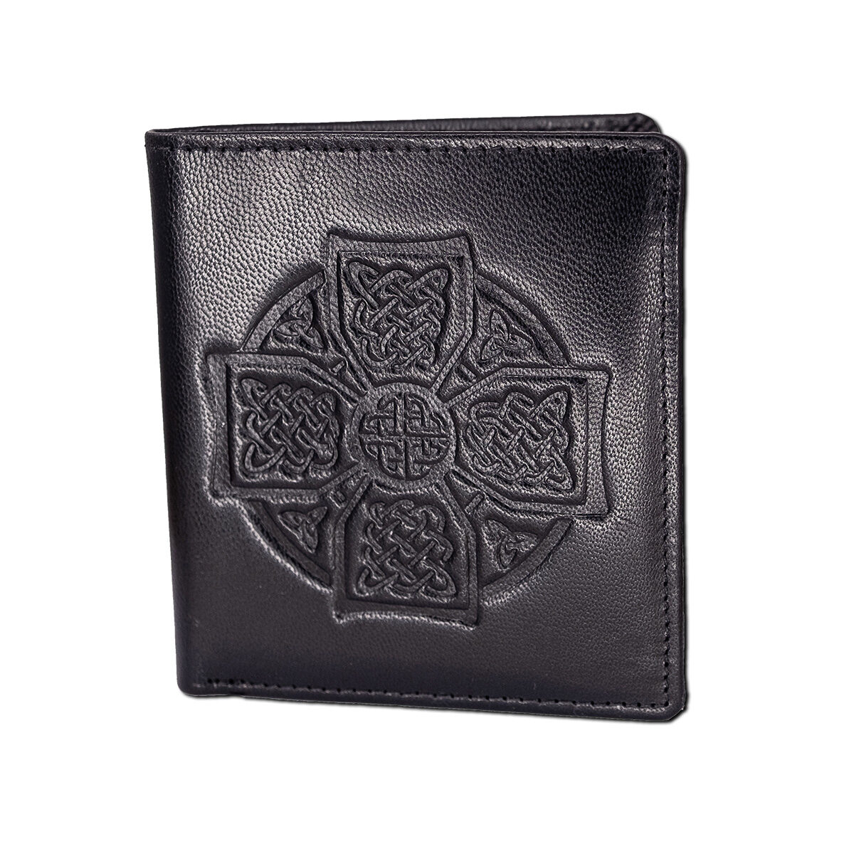 Celtic Cross Leather Wallet - Black