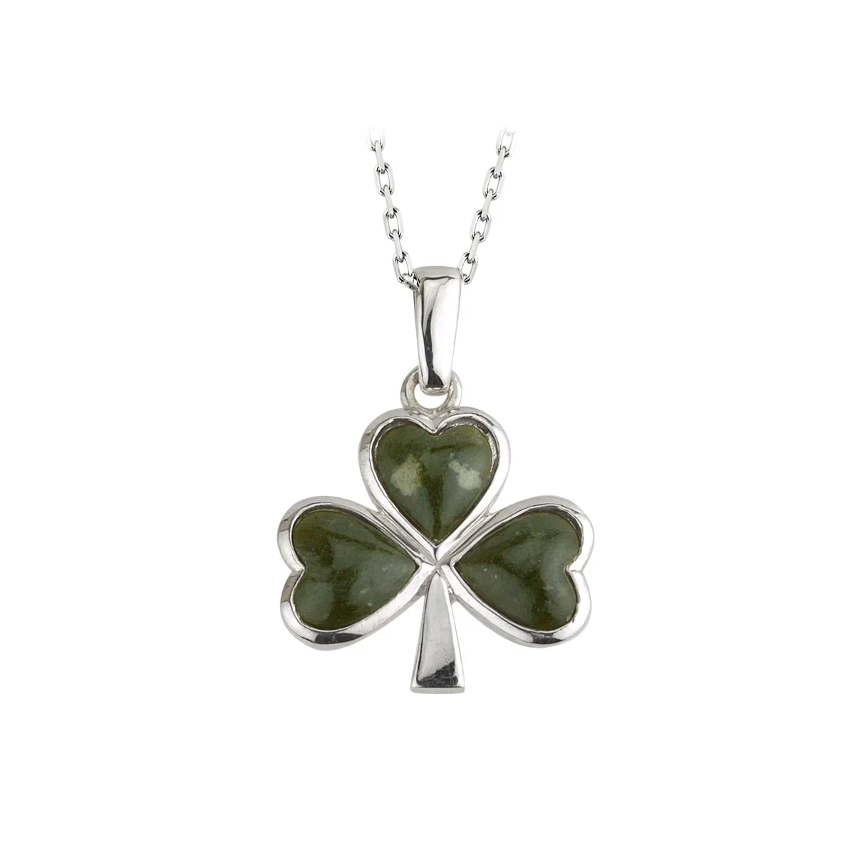 Connemara Marble Shamrock Pendant - Sterling Silver - S4332.jpg