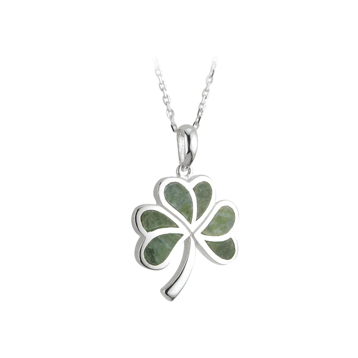 Connemara Marble Sterling Silver Shamrock Pendant - S44702.jpg