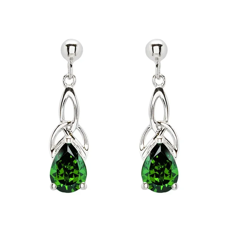 Drop Green CZ Trinity Knot Earrings – SE2447