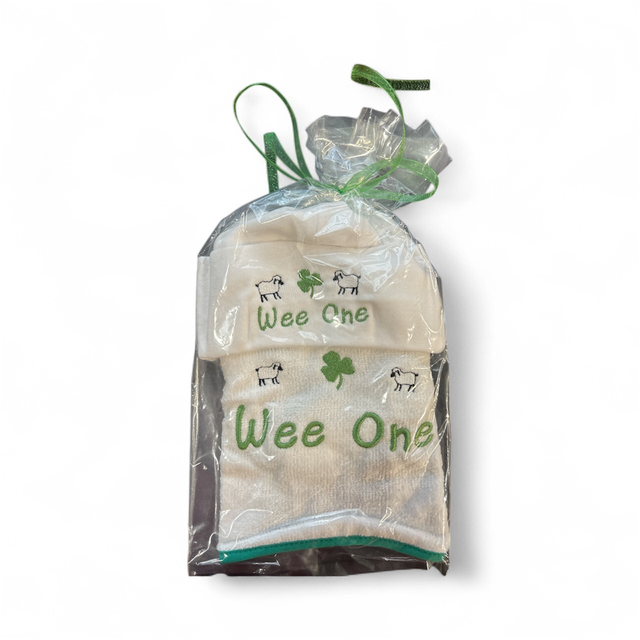 Embroidered Wee One Gift Set - Hat & Bib Embroidered Wee One Gift Set - Hat & Bib