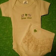 Embroidered Wee One Onesie with Ruffles - Girl