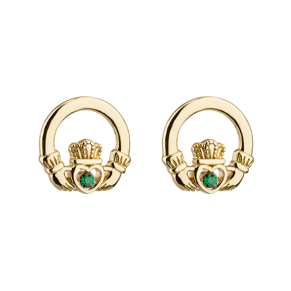 GOLD PLATED CRYSTAL CLADDAGH STUD EARRINGS S33970