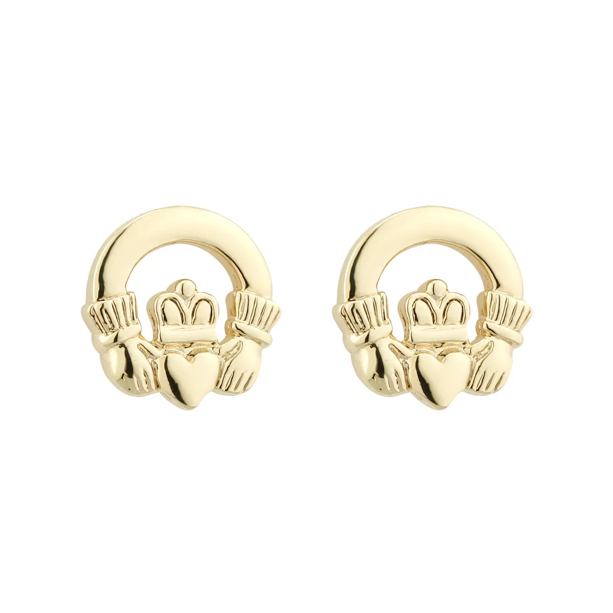 Gold Plated Claddagh Stud Earrings - S3215