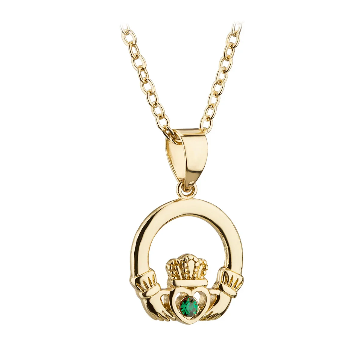 Gold Plated Crystal Claddagh Pendant - S46488