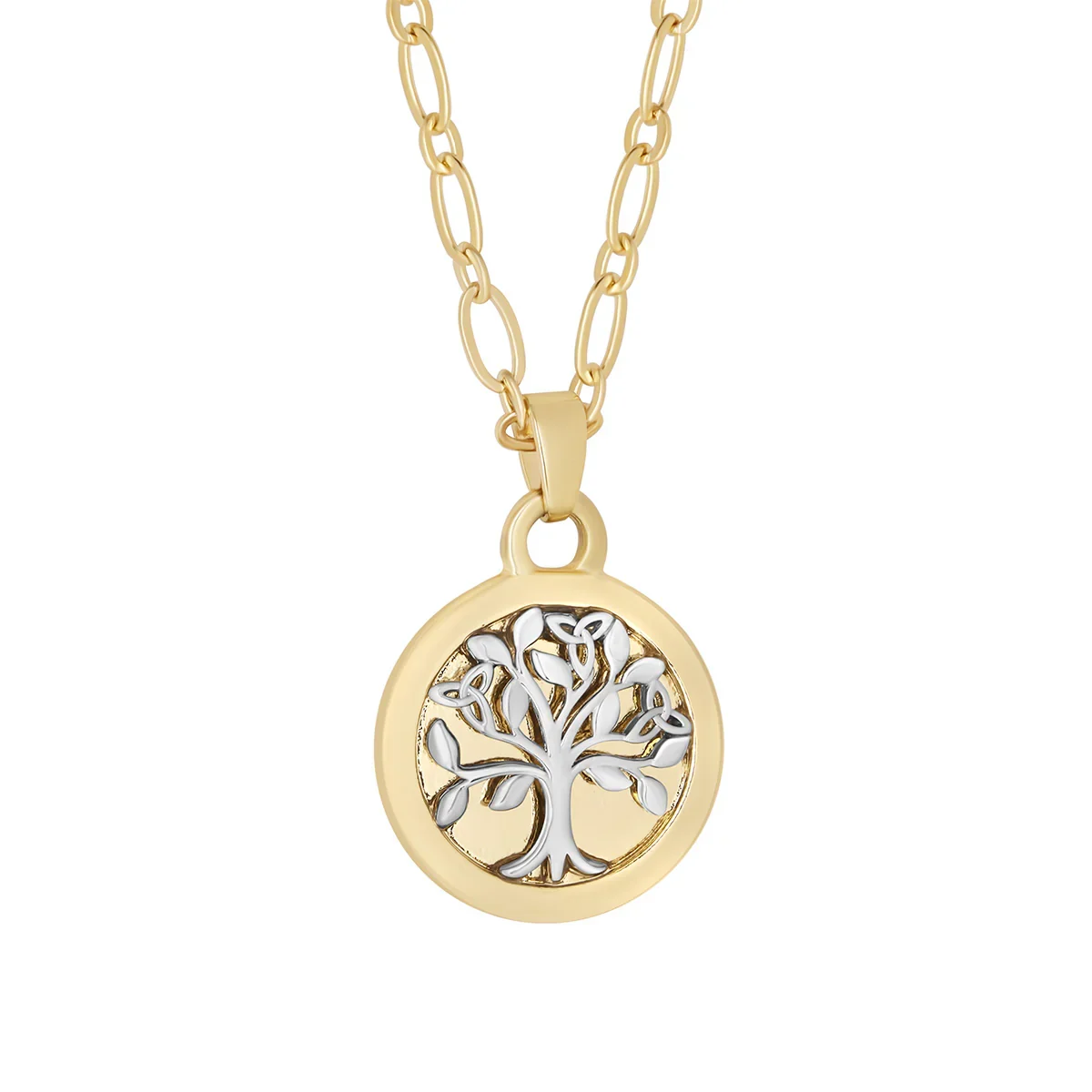 Gold Plated Two Tone Tree of Life Pendant - S47329