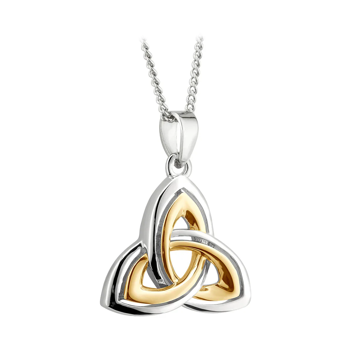 Gold Plated Two Tone Trinity Knot Pendant - S46656