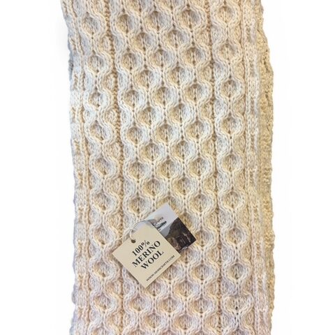 Honeycomb Merino Wool Aran Scarf - Unisex