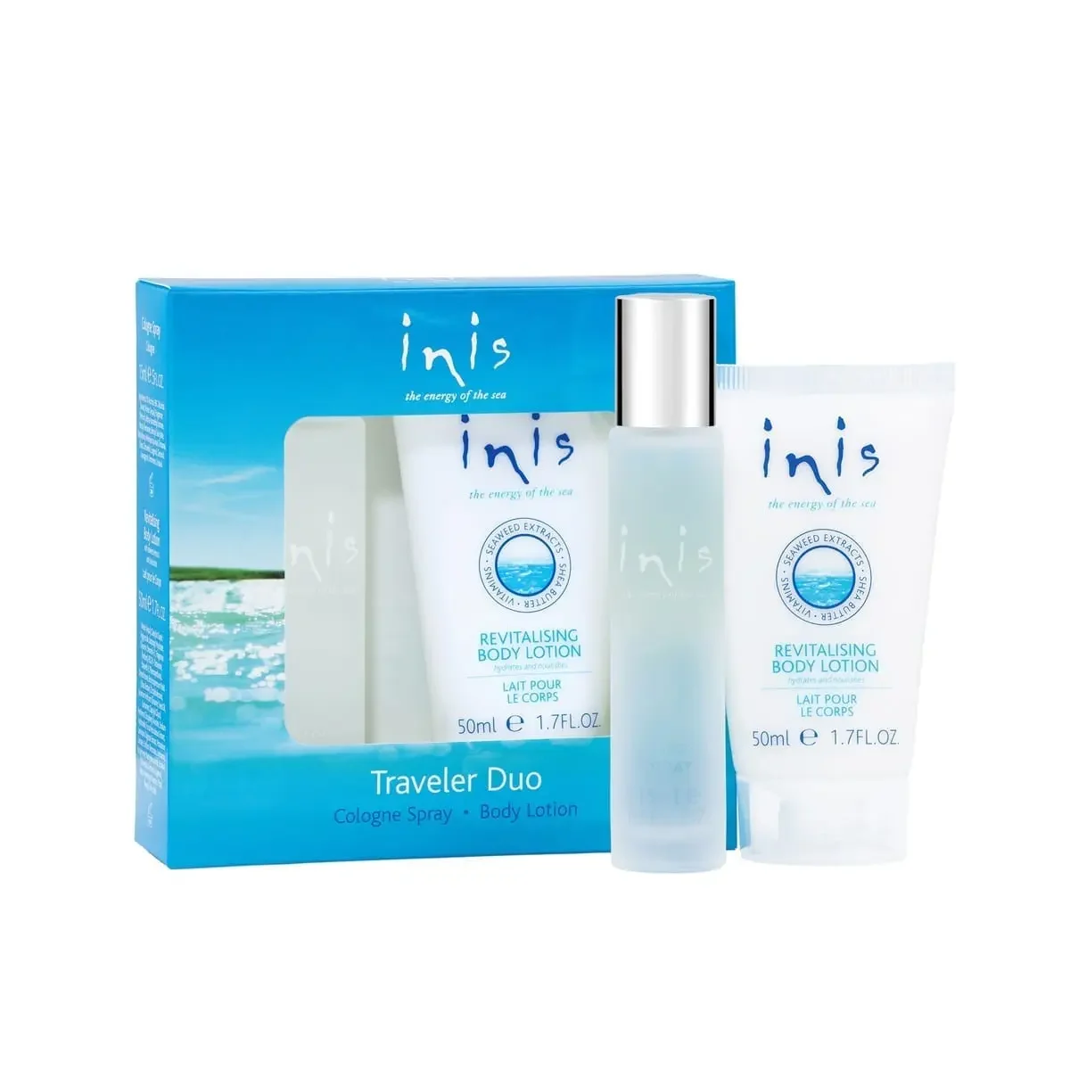 A box of inis skin care products.