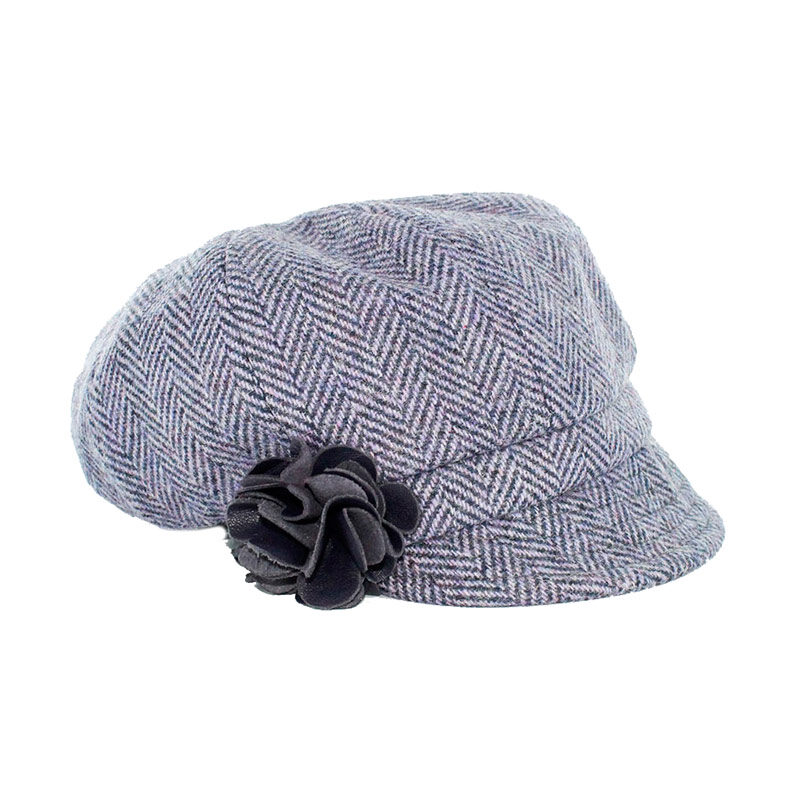 A hat with a flower on it is shown.