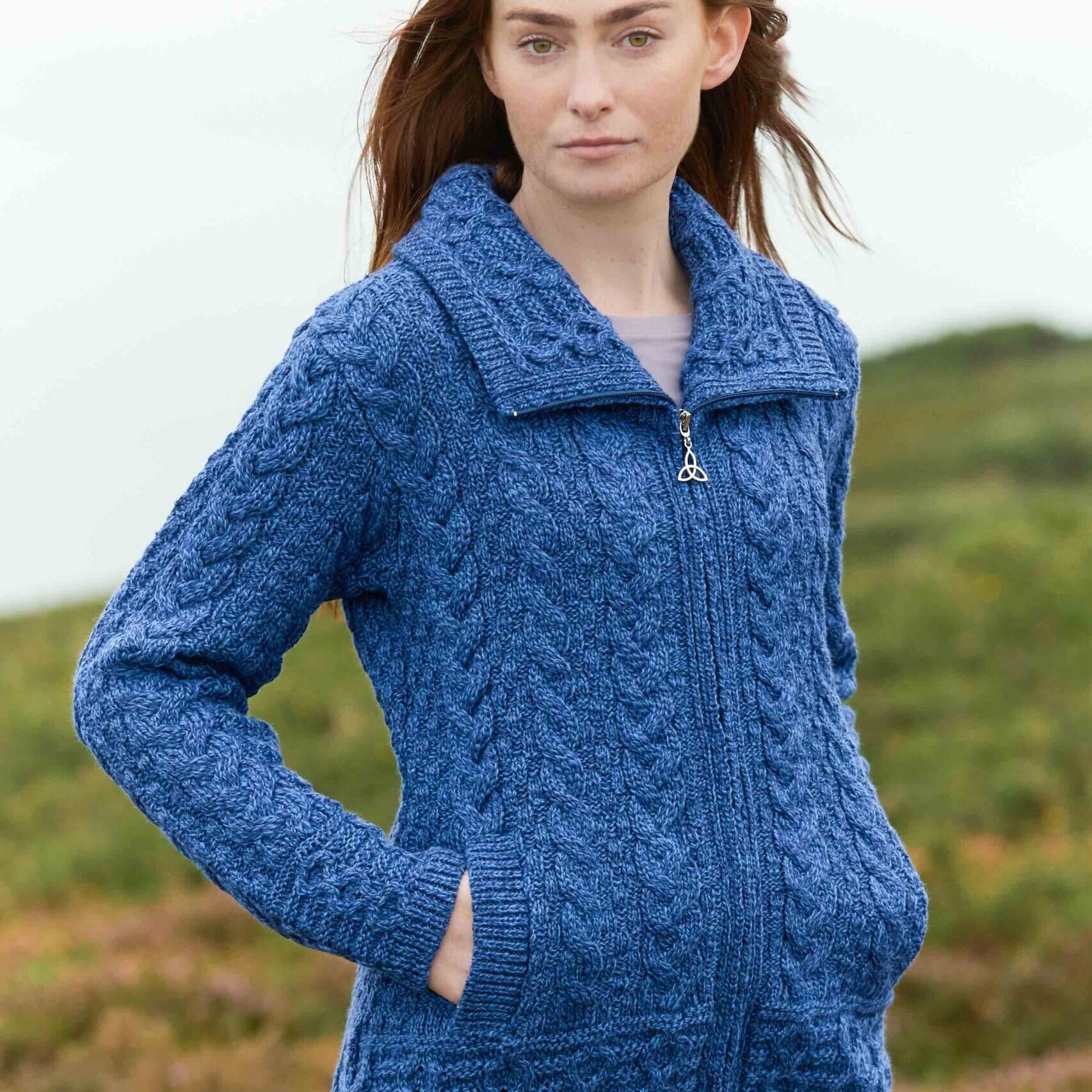 Louisburgh Double Collar Cardigan X5230 - Blue Marl Louisburgh Double Collar Cardigan X5230 - Blue Marl