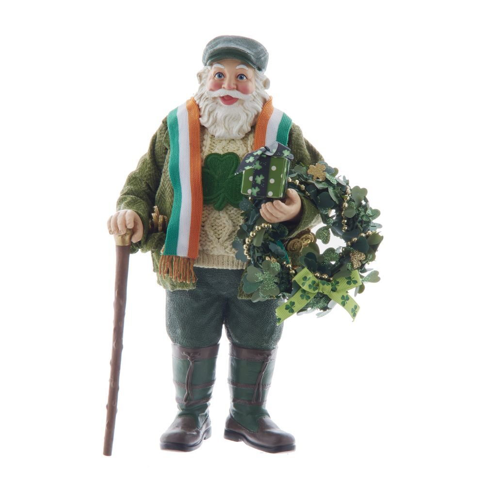MUSICAL SANTA WITH SHILLELAGH AND WREATH