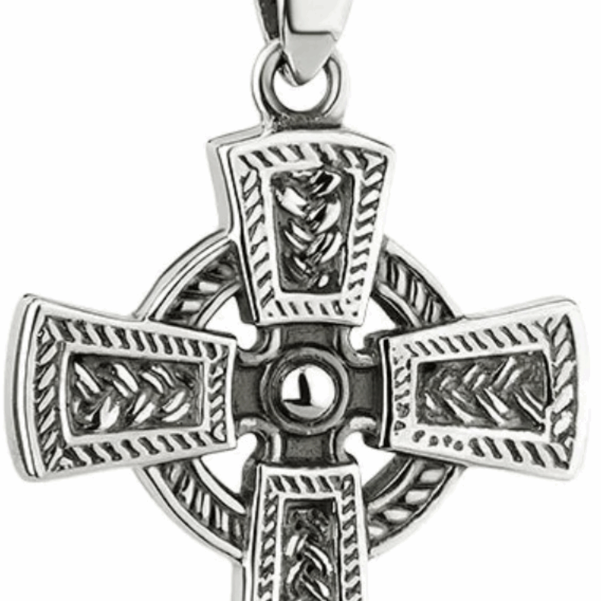 Mens Oxidized Silver Celtic Cross Pendant Large - S46456
