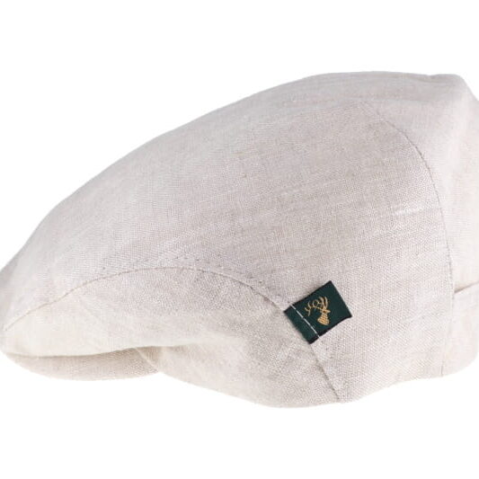 Mucros Weaver Trinity Linen Flat Cap - Natural
