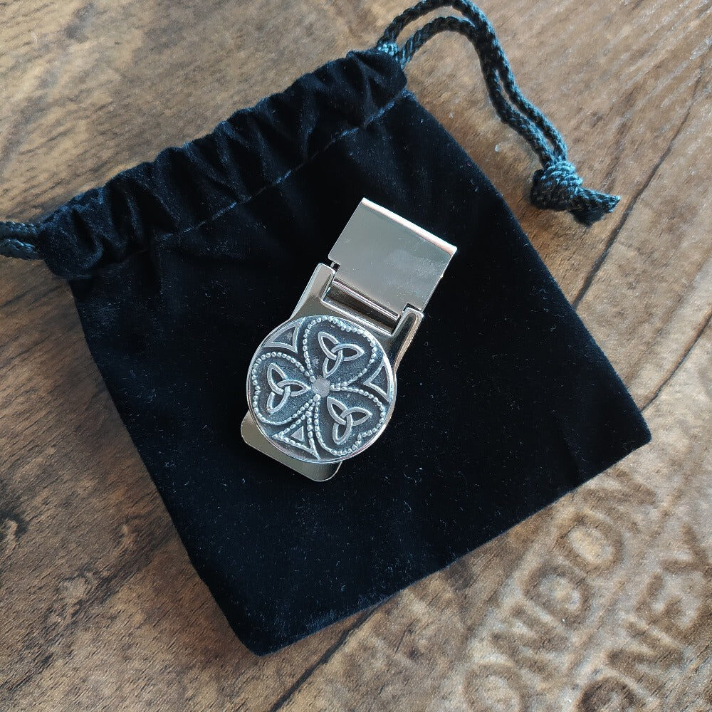 Mullingar Pewter Money Clip - Shamrock with Trinity Knots