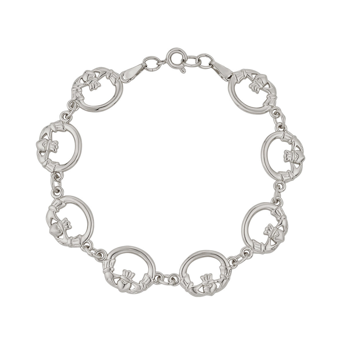 Rhodium Plated Claddagh Bracelet - S50164R
