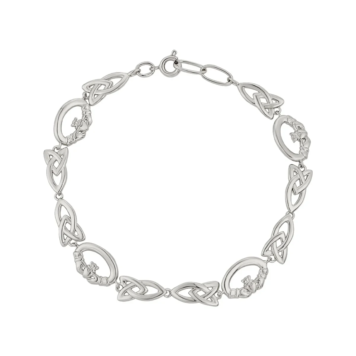 Rhodium Plated Claddagh & Trinity Bracelet - S50166R