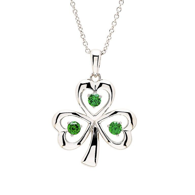 Shamrock Green CZ Stones Silver Pendant - SP008SH