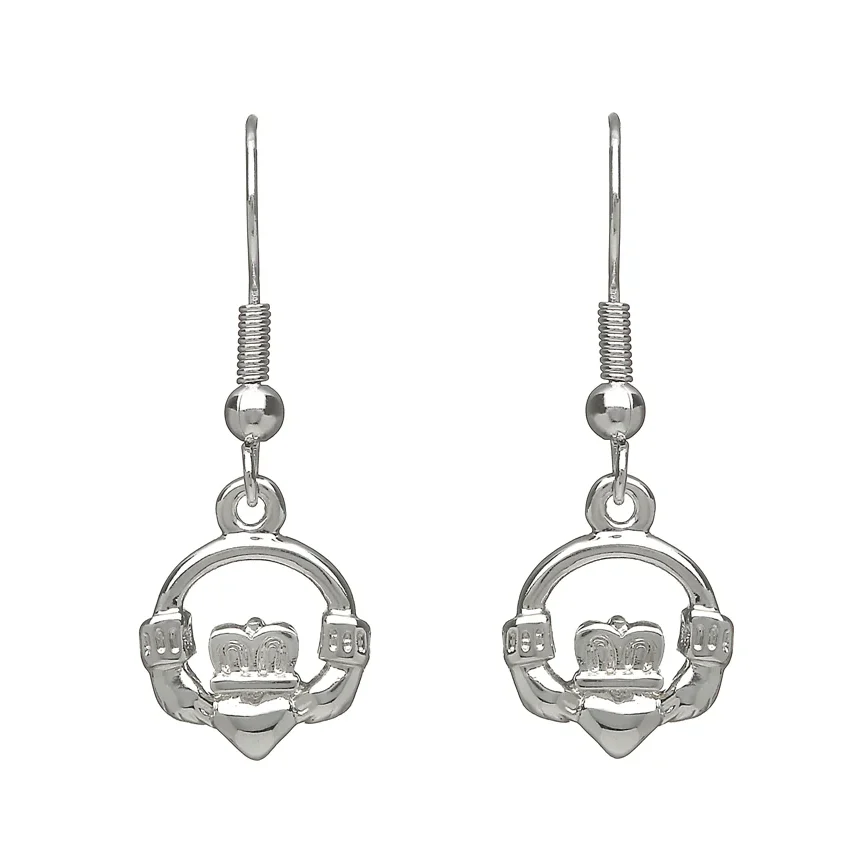 Silver Plated Green Stone Claddagh Drop Earrings – SPE101