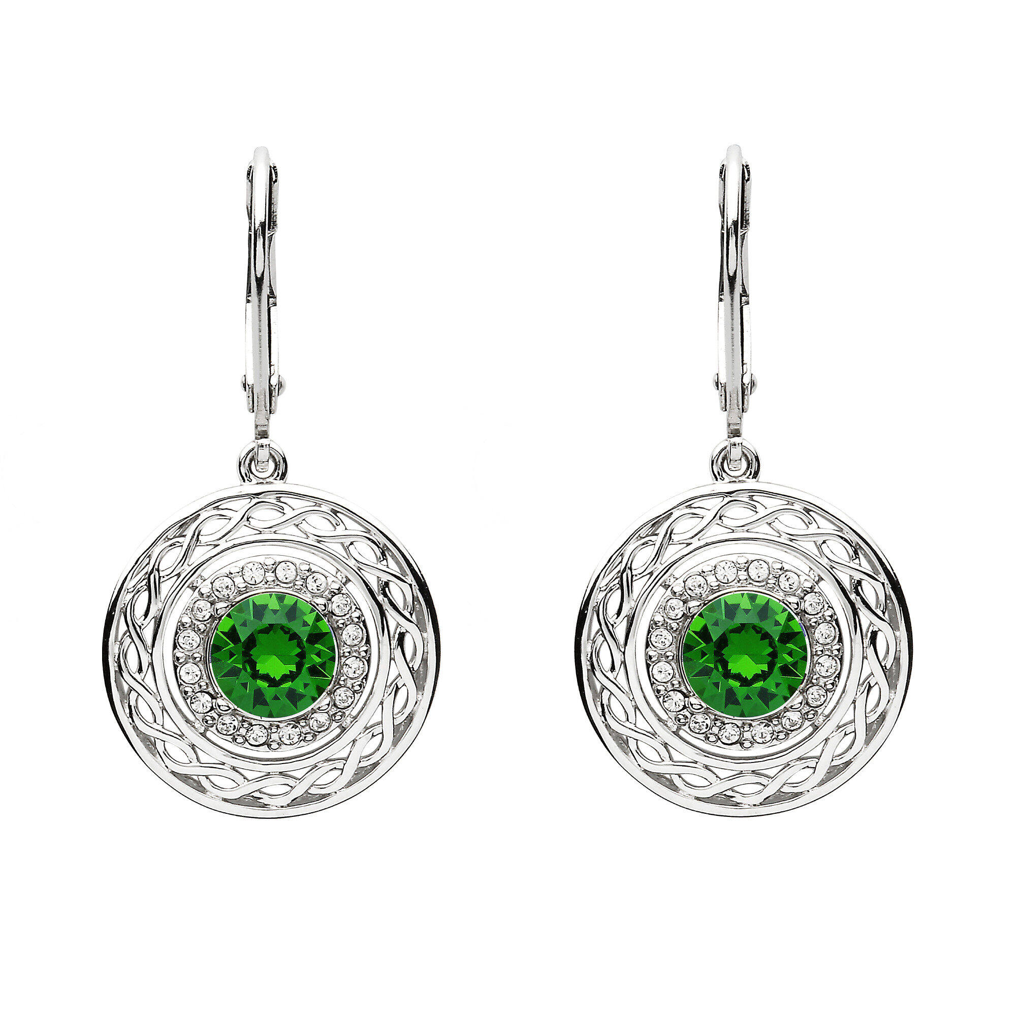 Sterling Silver Celtic Halo Earrings Adorned With Swarovski Crystal - SW166