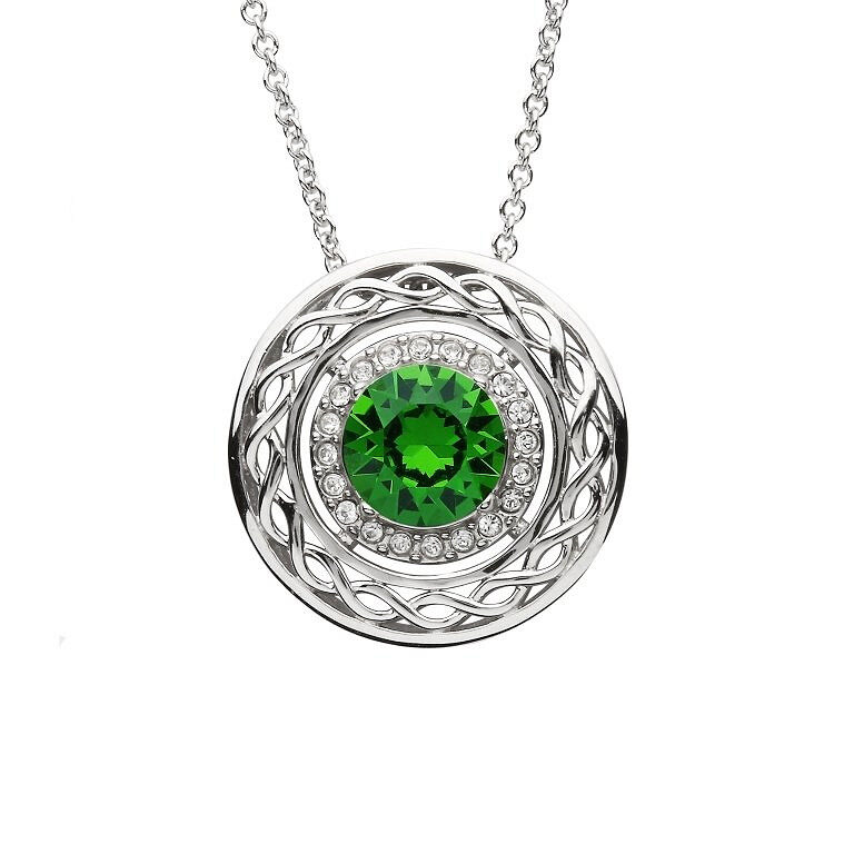Sterling Silver Celtic Halo Pendant Adorned With Swarovski Crystals - SW165