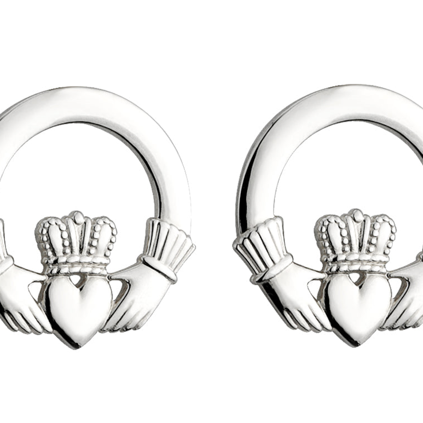 Sterling Silver Claddagh Stud Earrings Large - S3325