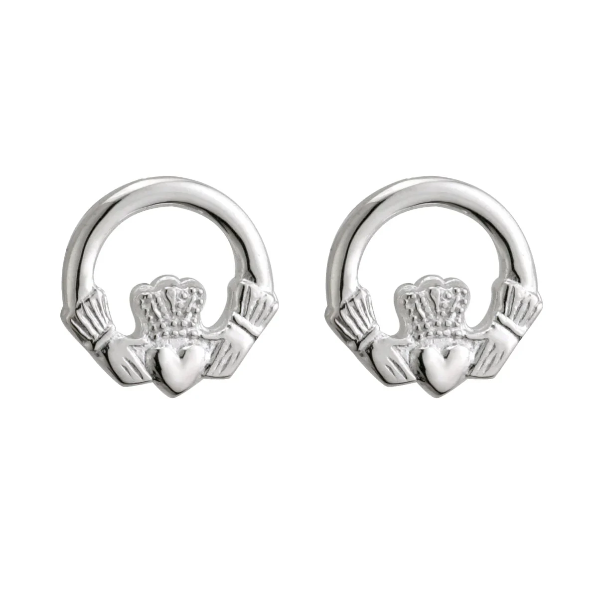 Sterling Silver Claddagh Stud Earrings Small - S3704.jpg