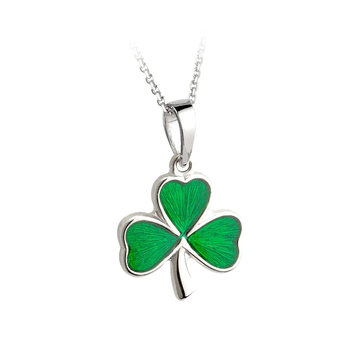 Sterling Silver Green Enamel Shamrock Pendant - S4619.jpg