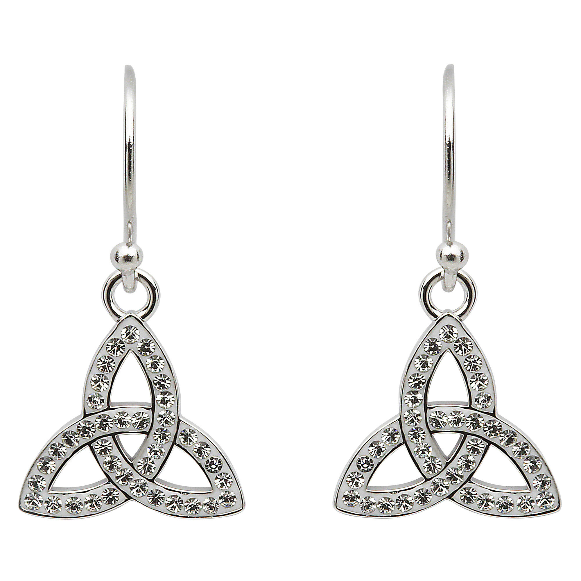 Sterling Silver Trinity Knot Drop Earrings Adorned With Swarovski Crystals ( Med) - SW43