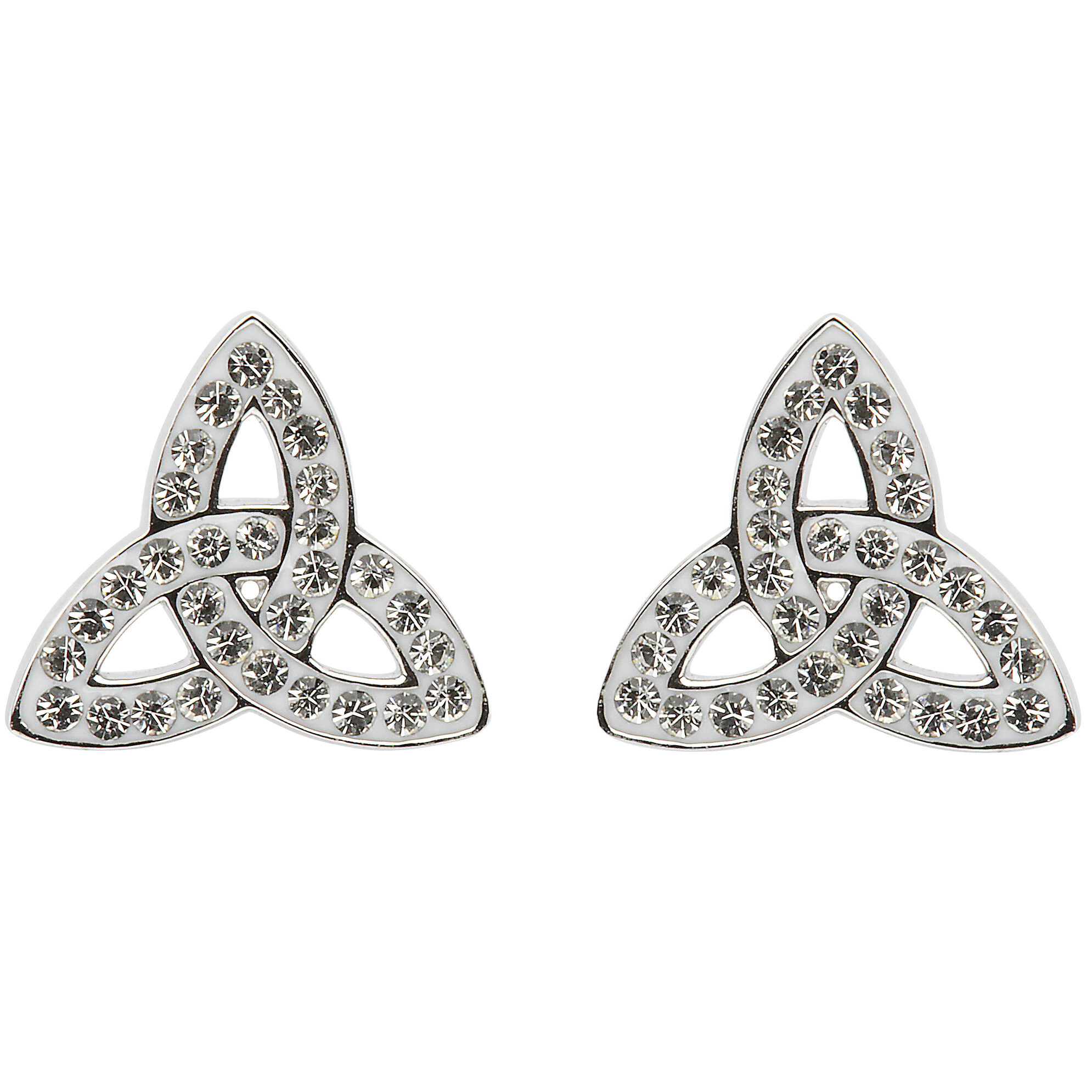 Sterling Silver Trinity Knot Stud Earrings Adorned With Swarovski Crystals - SW42