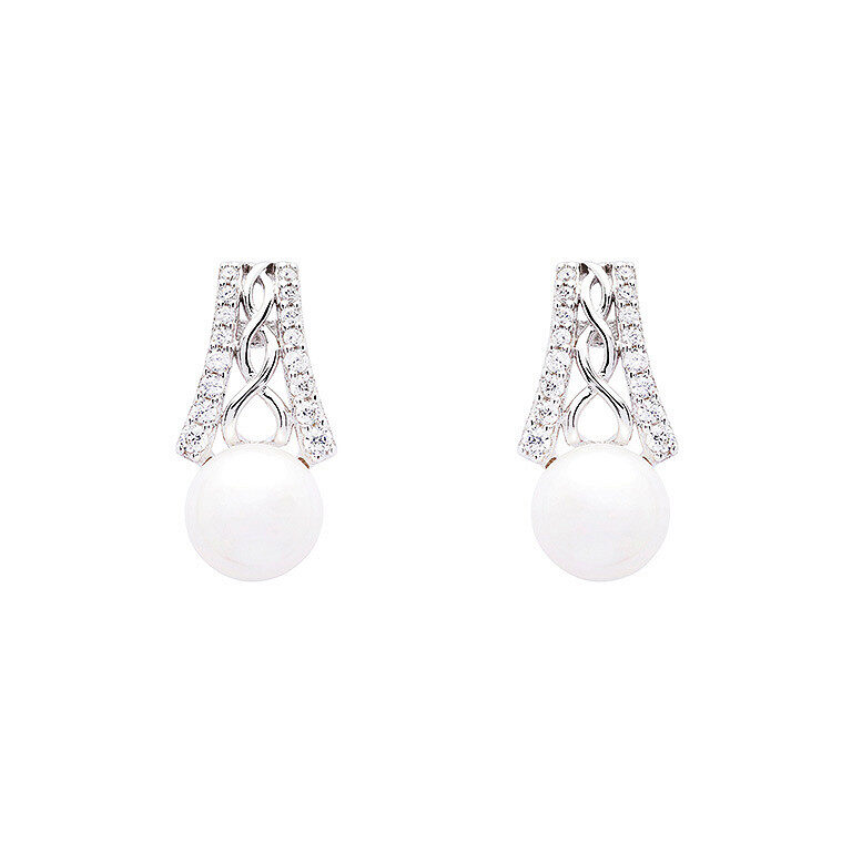 Sterling Silver Trinity Knot Stud Pearl Earrings - SE2294