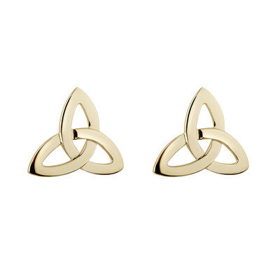 A pair of gold earrings with triangles